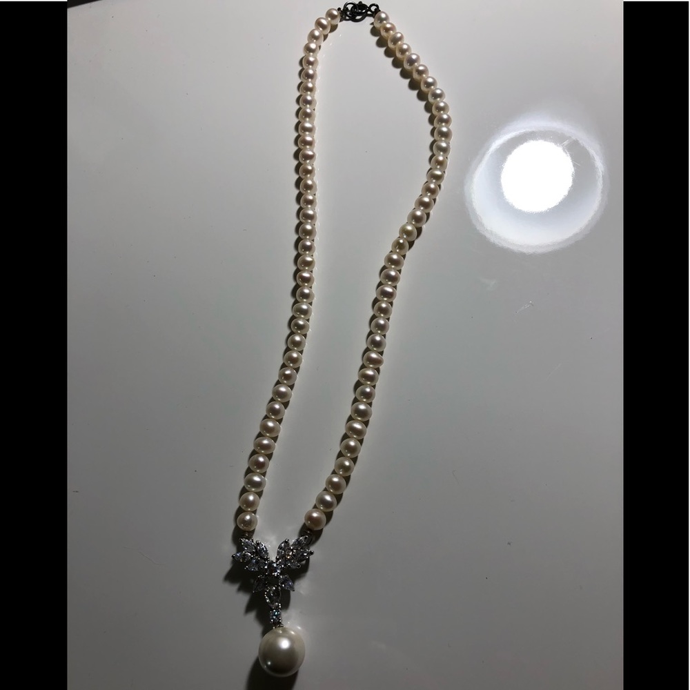 Pearl Necklace With Cubics